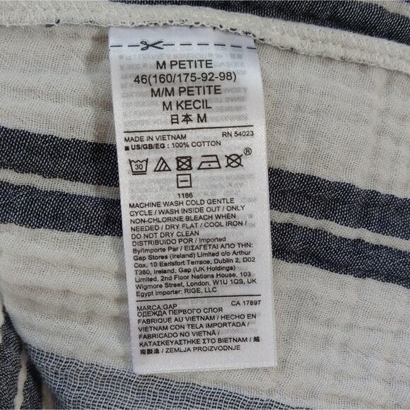 L Gap White Blue Striped Muslin Gauze Button Down Tank Top Shirt NWT Size MP - Picture 7 of 7